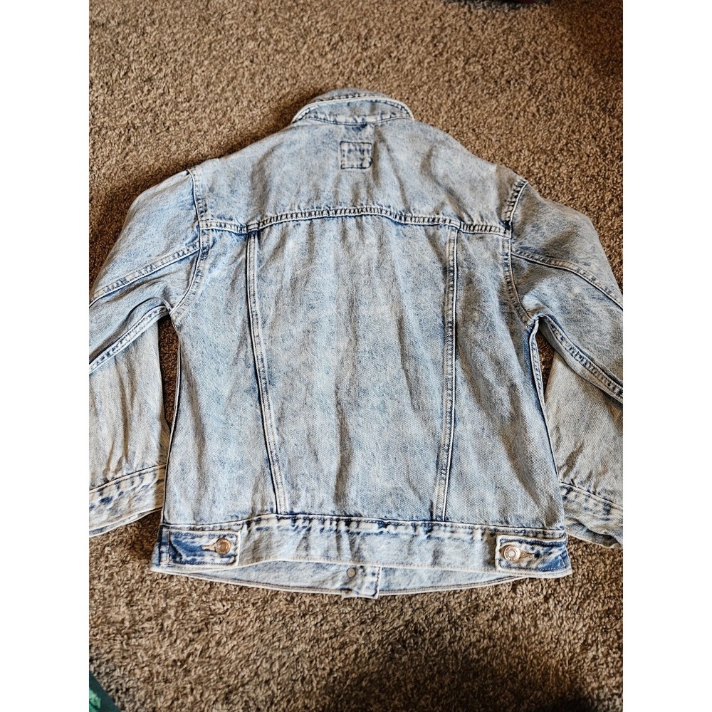 GAP Denim Fitted Jacket Light Wash Button Front Women's Size Large - Picture 4 of 5